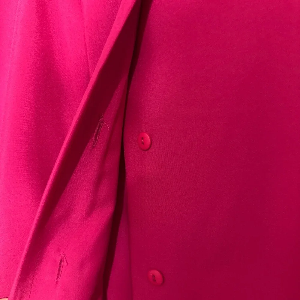 Vintage Fuchsia Secretary‎ Blouse High Neck Ruffle Button Detail Size 6 Romantic